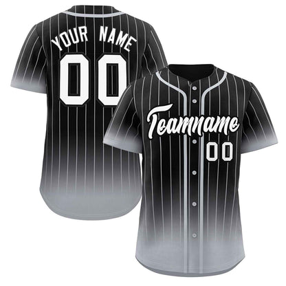 Custom Black Gray-White Gradient Stripe Fashion Authentic Baseball Jersey