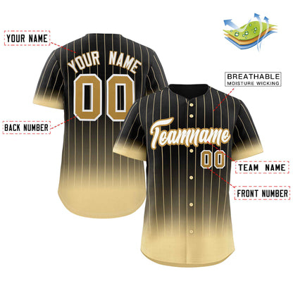 Custom Black Khaki-White Gradient Stripe Fashion Authentic Baseball Jersey