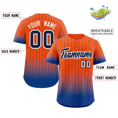 Custom Orange Royal-White Gradient Stripe Fashion Authentic Baseball Jersey