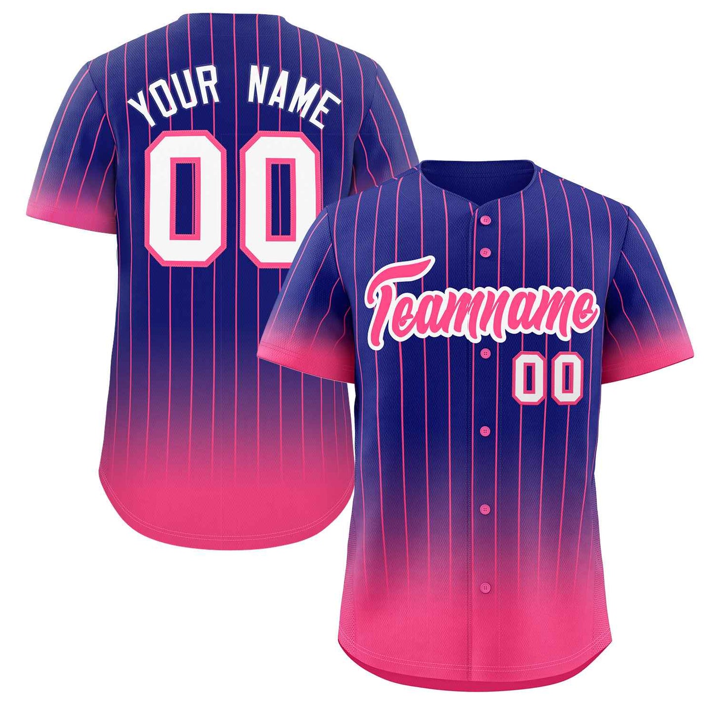 Custom Purple Pink-White Gradient Stripe Fashion Authentic Baseball Jersey