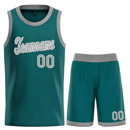 Custom Aqua Gray Classic Sets Basketball Jersey