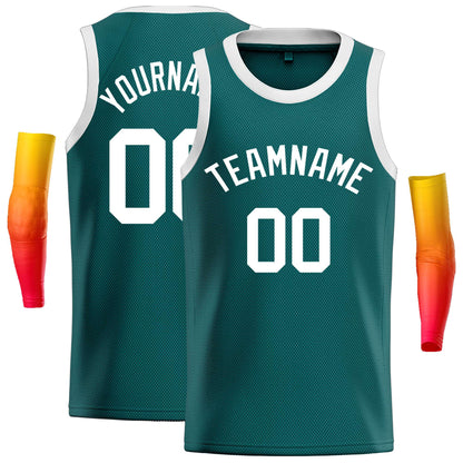 Custom Aqua White Classic Tops Casual Basketball Jersey