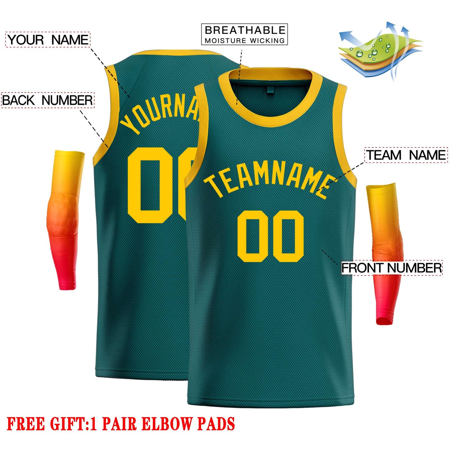 Custom Aqua Yellow Classic Tops Casual Basketball Jersey