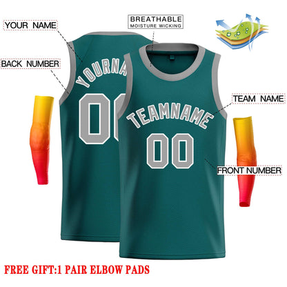 Custom Aqua Gray-White Classic Tops Casual Basketball Jersey