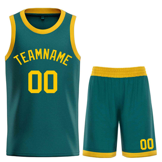 Custom Aqua YellowBull Classic Sets Curved Basketball Jersey