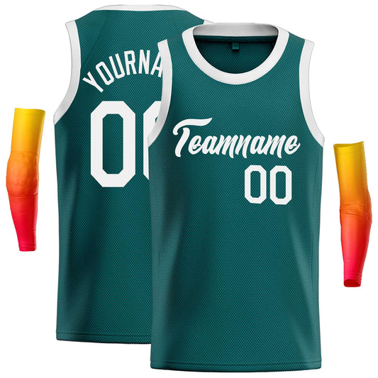 Custom Aqua White Classic Tops Casual Basketball Jersey