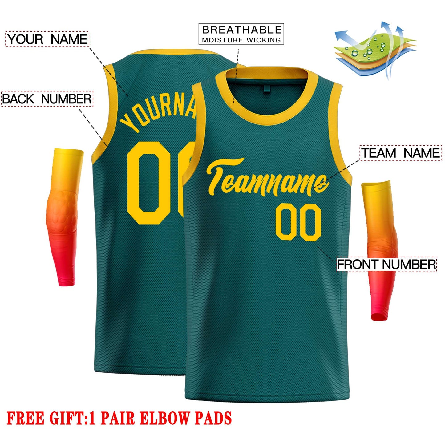 Custom Aqua Yellow Classic Tops Casual Basketball Jersey