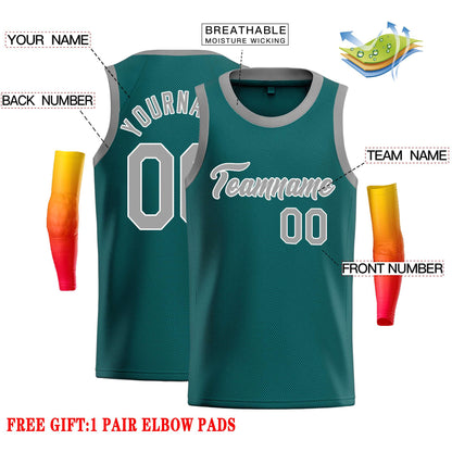 Custom Aqua Gray-White Classic Tops Casual Basketball Jersey