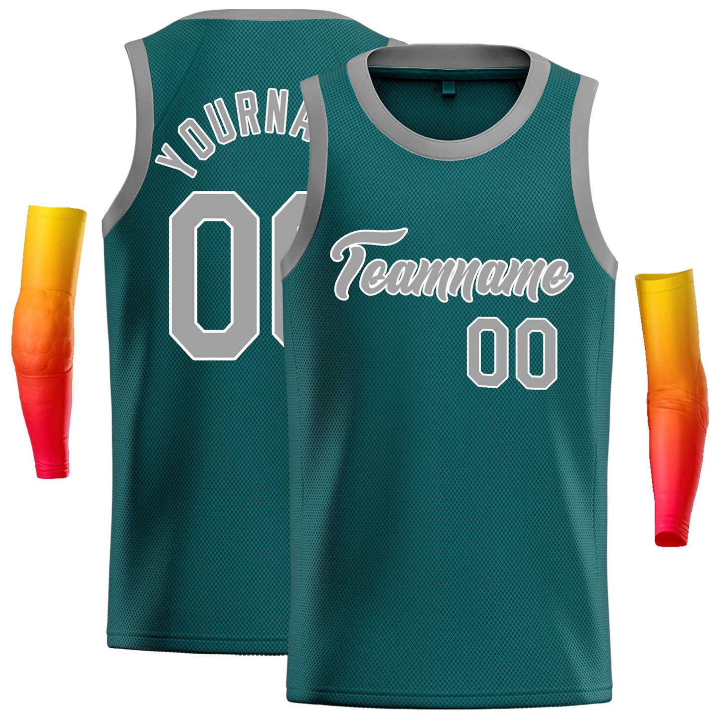 Custom Aqua Gray-White Classic Tops Casual Basketball Jersey