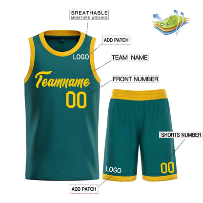 Custom Aqua Yellow Heal Sports Uniform Classic Sets Basketball Jersey