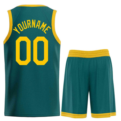 Custom Aqua Yellow Heal Sports Uniform Classic Sets Basketball Jersey