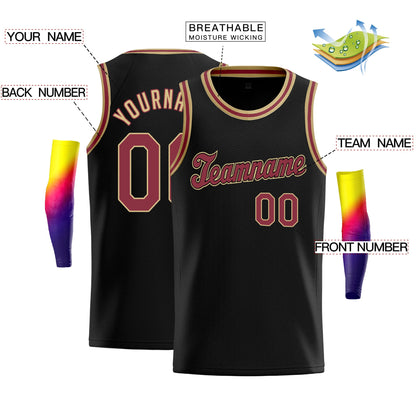 Custom Black Gold-Red Classic Tops Men/Boy Athletic Basketball Jersey