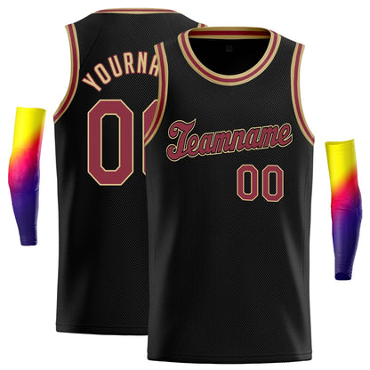 Custom Black Gold-Red Classic Tops Men/Boy Athletic Basketball Jersey