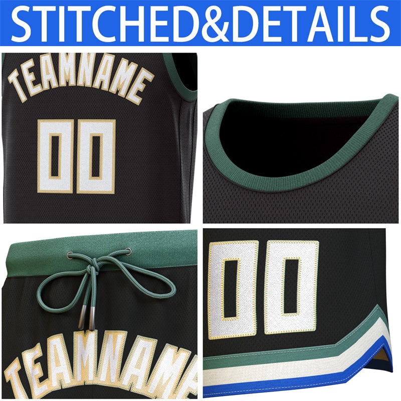 Custom Black Green Classic Sets Basketball Jersey