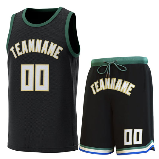 Custom Black Green Classic Sets Basketball Jersey