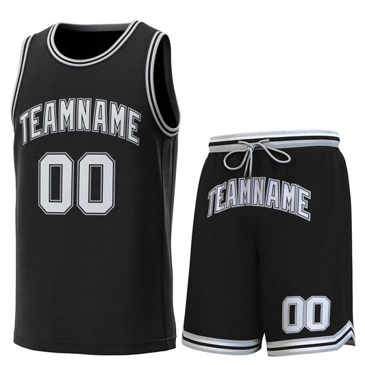 Custom Black Gray-Black Classic Sets Basketball Jersey