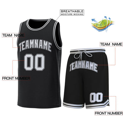 Custom Black Gray-Black Classic Sets Basketball Jersey