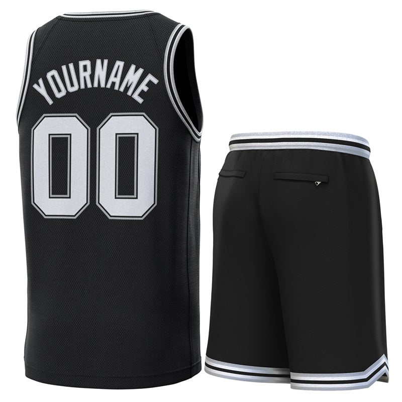 Custom Black Gray-Black Classic Sets Basketball Jersey