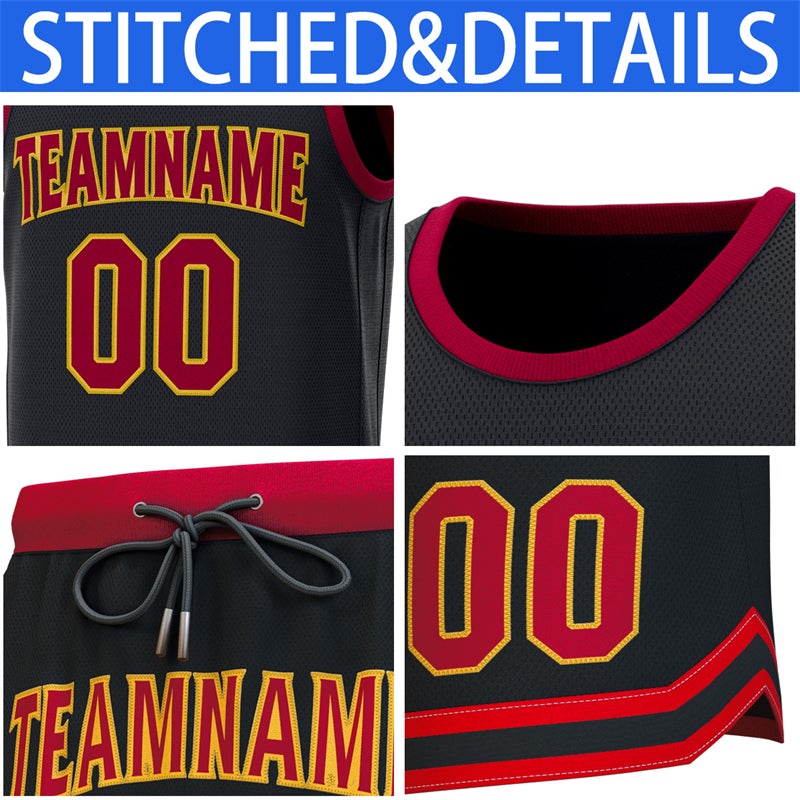 Custom Black Crimson Classic Sets Basketball Jersey