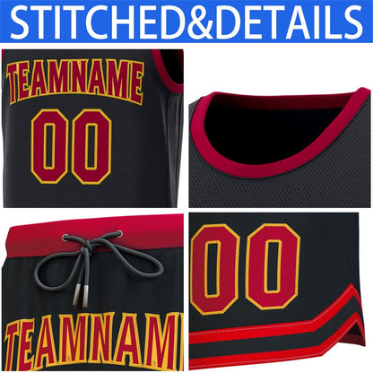 Custom Black Crimson Classic Sets Basketball Jersey