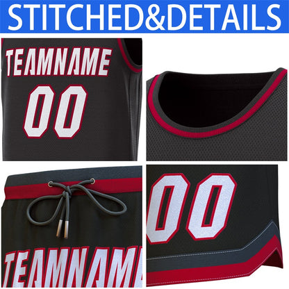 Custom Black Black-Crimson Classic Sets Basketball Jersey