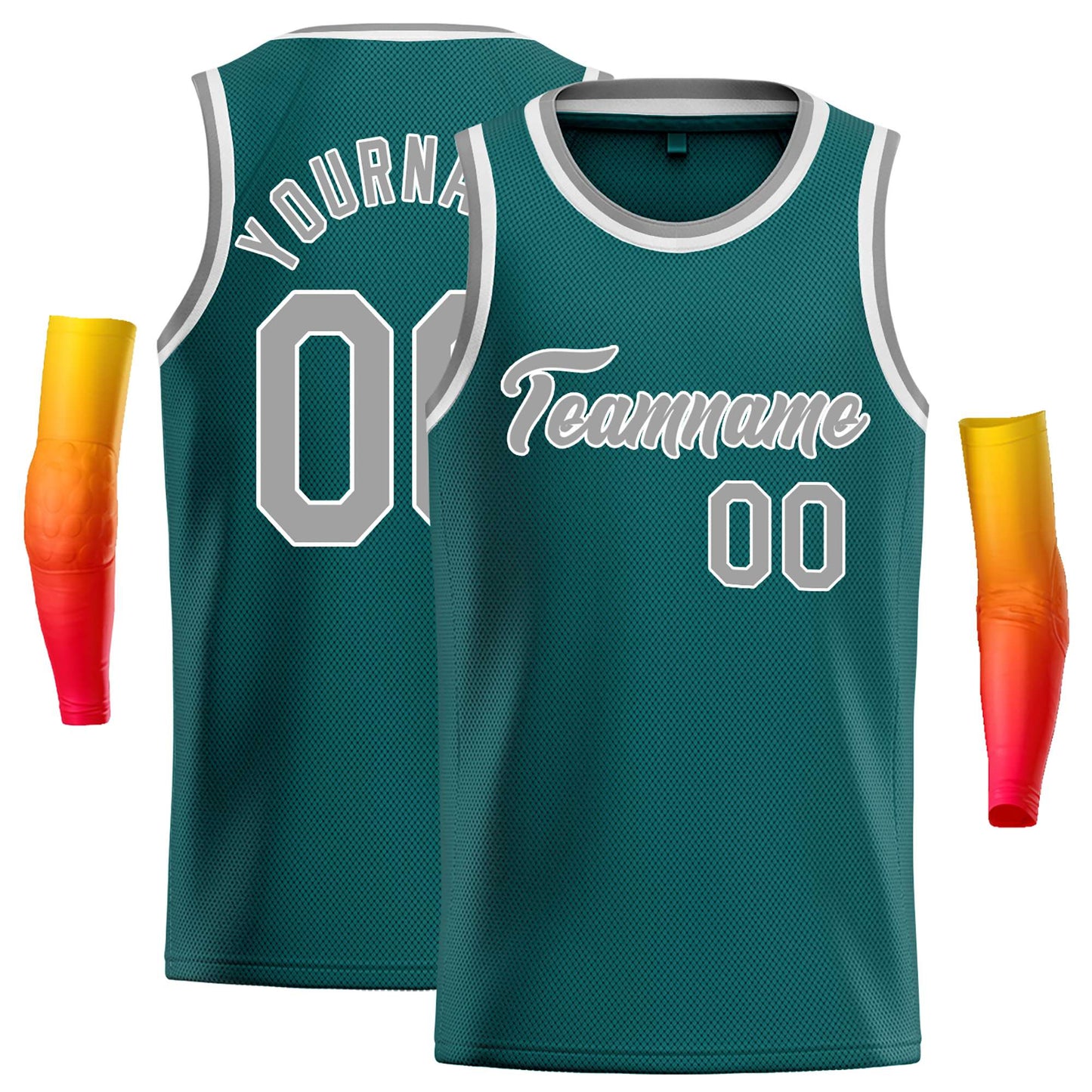 Custom Aqua Gray-White Classic Tops Casual Basketball Jersey