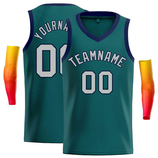 Custom Aqua Dark Gray-Purple Classic Tops Men Casual Basketball Jersey