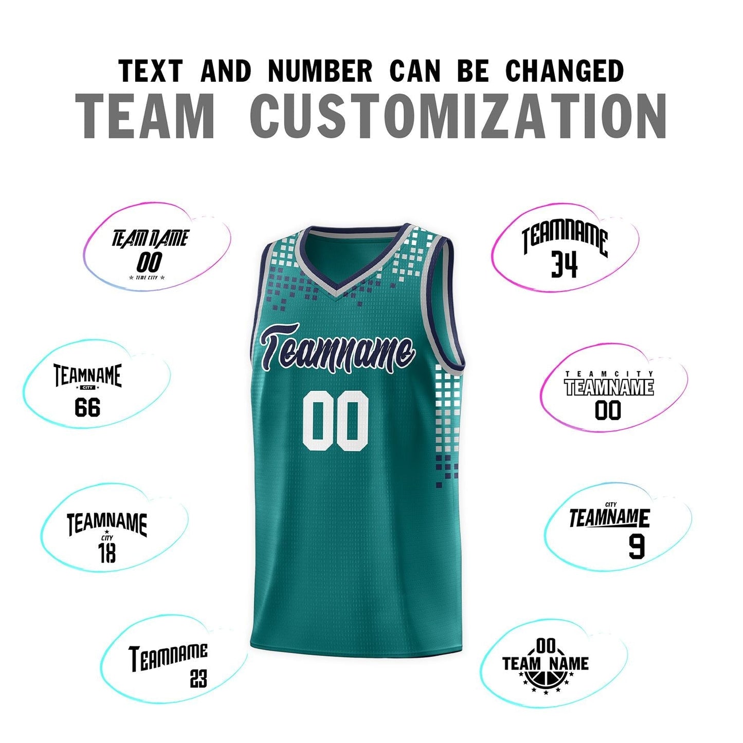 Custom Aqua Square Grid Graffiti Pattern Sports Uniform Basketball Jersey