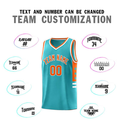 Custom Aqua Orange-White Personalized Star Pattern Sports Uniform Basketball Jersey