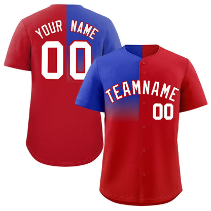 Custom Red Royal Personalized Half Gradient Design Authentic Baseball Jersey