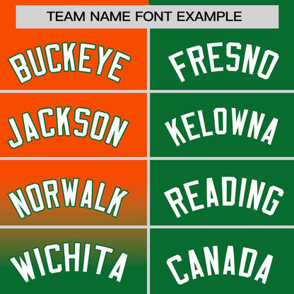 Custom Kelly Green Orange Personalized Half Gradient Design Authentic Baseball Jersey