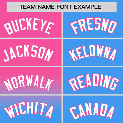 Custom Powder Blue Pink Personalized Half Gradient Design Authentic Baseball Jersey