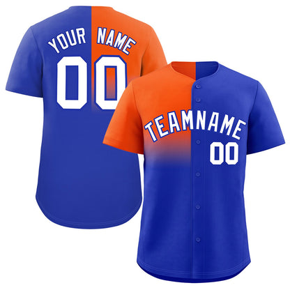 Custom Royal Orange Personalized Half Gradient Design Authentic Baseball Jersey