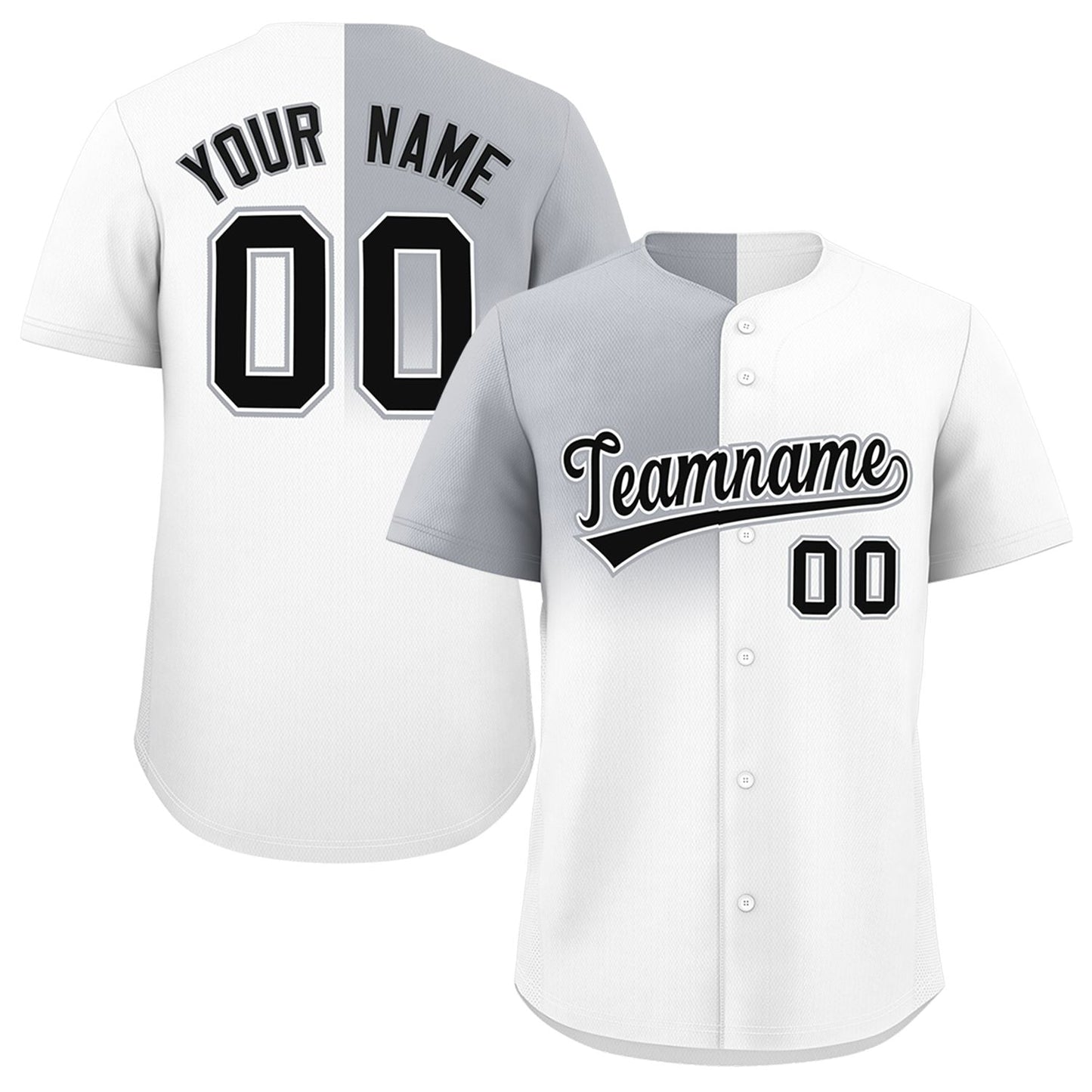 Custom White Gray Personalized Half Gradient Design Authentic Baseball Jersey