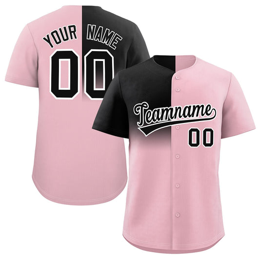 Custom Light Pink Black Personalized Half Gradient Design Authentic Baseball Jersey