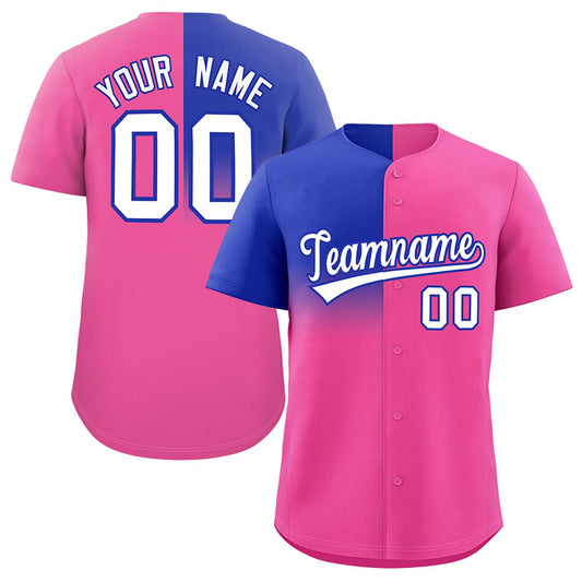 Custom Pink Royal Personalized Half Gradient Design Authentic Baseball Jersey