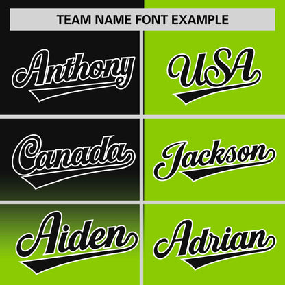 Custom Neon Green Black Personalized Half Gradient Design Authentic Baseball Jersey