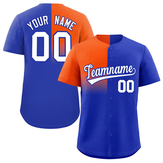 Custom Royal Orange Personalized Half Gradient Design Authentic Baseball Jersey