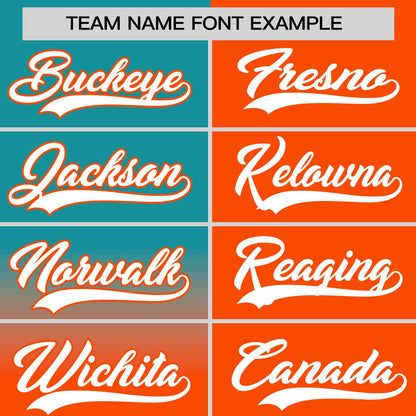 Custom Orange Aqua Personalized Half Gradient Design Authentic Baseball Jersey