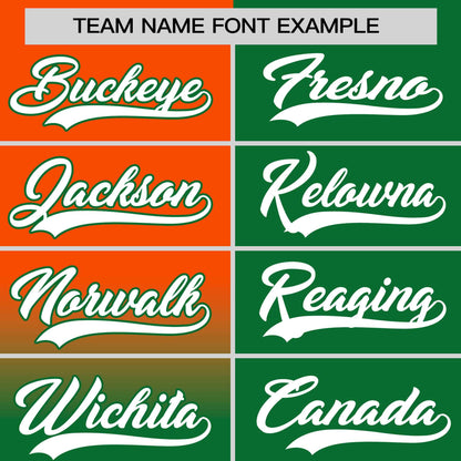 Custom Kelly Green Orange Personalized Half Gradient Design Authentic Baseball Jersey