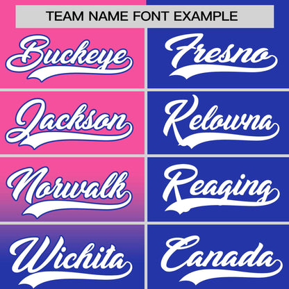 Custom Royal Pink Personalized Half Gradient Design Authentic Baseball Jersey