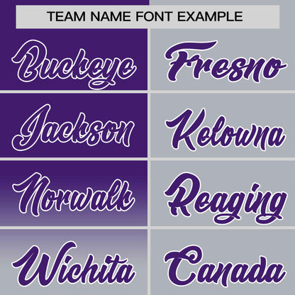 Custom Gray Purple Personalized Half Gradient Design Authentic Baseball Jersey