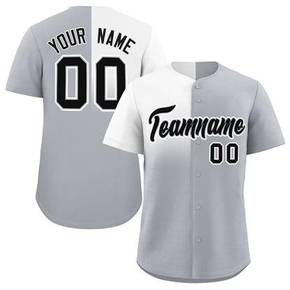 Custom Gray White Personalized Half Gradient Design Authentic Baseball Jersey