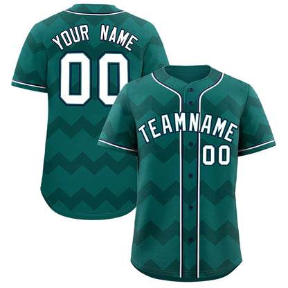 Custom Aqua White-Navy Personalized Ripple Design Authentic Baseball Jersey