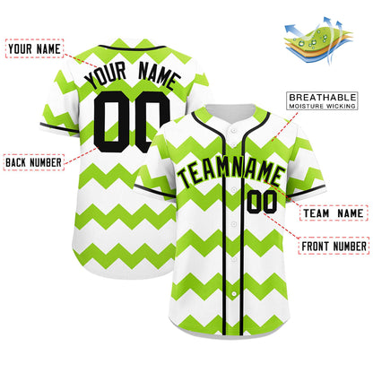 Custom White Green-Black Personalized Ripple Design Authentic Baseball Jersey