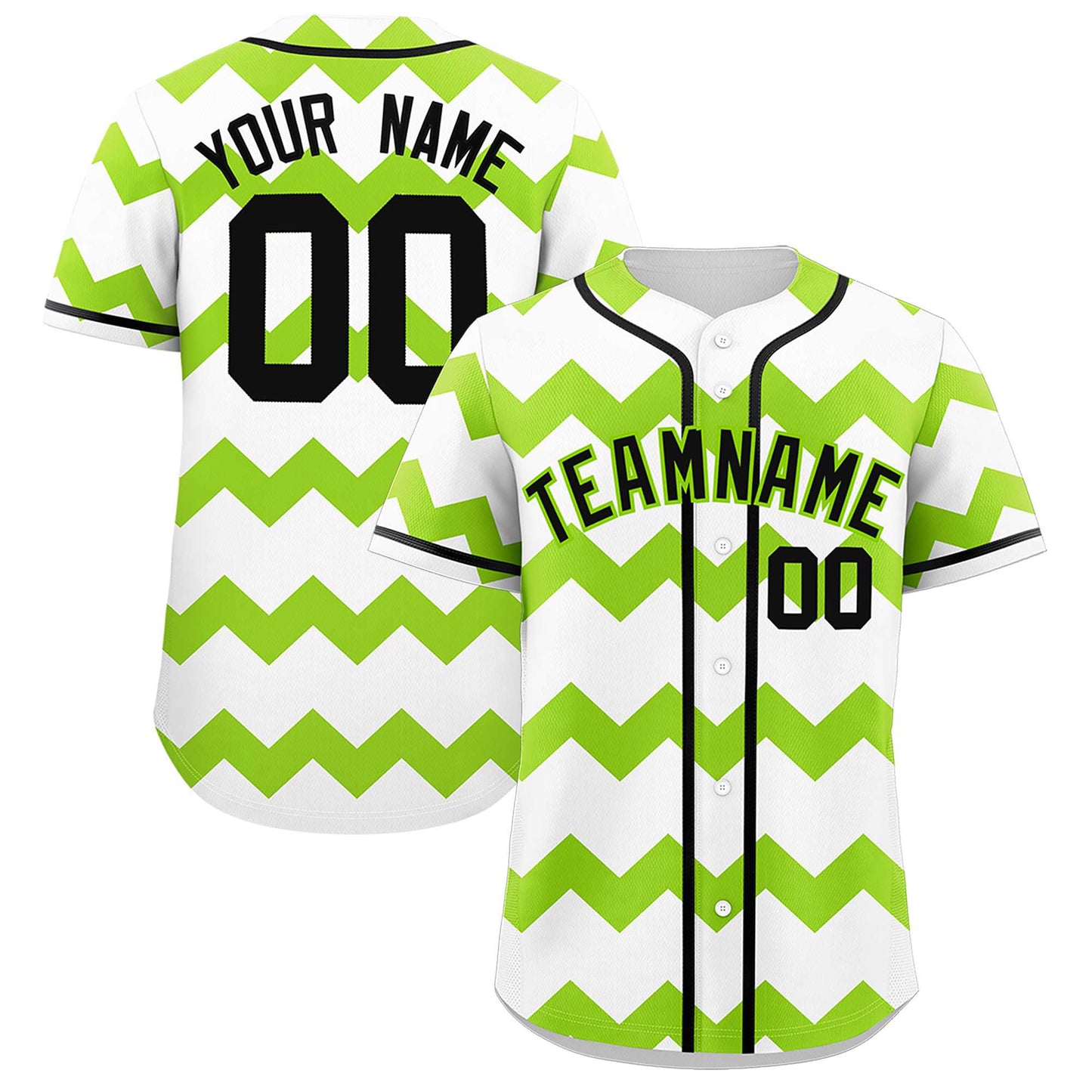 Custom White Green-Black Personalized Ripple Design Authentic Baseball Jersey