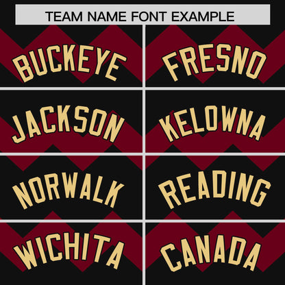 Custom Black Crimson-Khaki Personalized Ripple Design Authentic Baseball Jersey