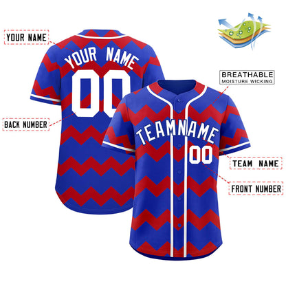 Custom Royal Red-White Personalized Ripple Design Authentic Baseball Jersey