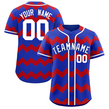 Custom Royal Red-White Personalized Ripple Design Authentic Baseball Jersey