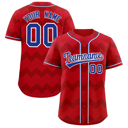 Custom Red Royal-White Personalized Ripple Design Authentic Baseball Jersey